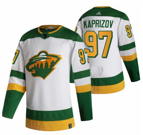 Men's Minnesota Wild #97 Kirill Kaprizov 2021 White Reverse Retro Stitched Jersey Men's Minnesota Wild #97 Kirill Kaprizov 2021 White Reverse Retro Stitched Jersey